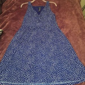 Chaps Ralph Lauren Blue and White Polka Dot dress